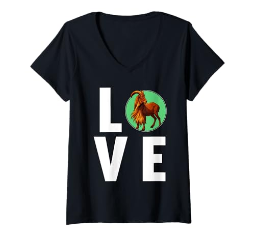 Damen Aoudad Schaf Mähnenschafe Mähnenschaf T-Shirt mit V-Ausschnitt Damen Aoudad Schaf Mähnenschafe Mähnenschaf T-Shirt mit V-Ausschnitt von Mähnenschafe Mähnenschaf Tier Shop
