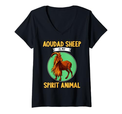 Damen Aoudad Schaf Mähnenschafe Mähnenschaf T-Shirt mit V-Ausschnitt Damen Aoudad Schaf Mähnenschafe Mähnenschaf T-Shirt mit V-Ausschnitt von Mähnenschafe Mähnenschaf Tier Shop