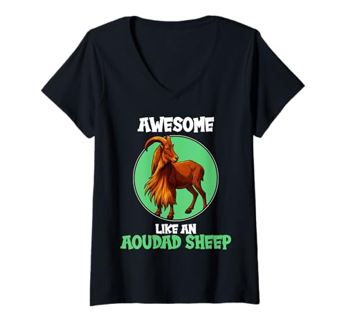 Damen Aoudad Schaf Mähnenschafe Mähnenschaf T-Shirt mit V-Ausschnitt Damen Aoudad Schaf Mähnenschafe Mähnenschaf T-Shirt mit V-Ausschnitt von Mähnenschafe Mähnenschaf Tier Shop