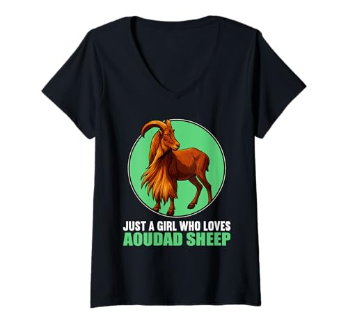 Damen Aoudad Schaf Mähnenschafe Mähnenschaf T-Shirt mit V-Ausschnitt Damen Aoudad Schaf Mähnenschafe Mähnenschaf T-Shirt mit V-Ausschnitt von Mähnenschafe Mähnenschaf Tier Shop