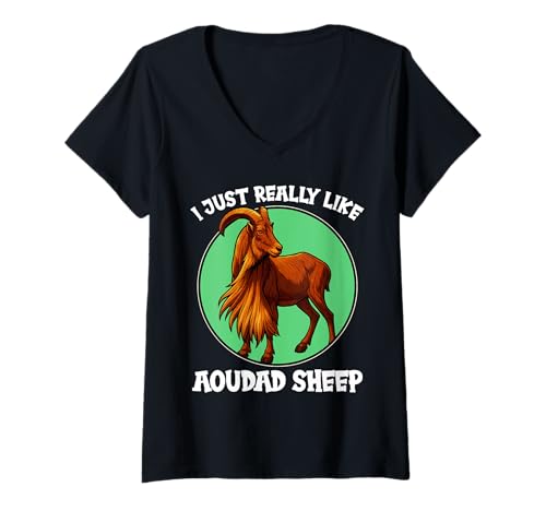 Damen Aoudad Schaf Mähnenschafe Mähnenschaf T-Shirt mit V-Ausschnitt Damen Aoudad Schaf Mähnenschafe Mähnenschaf T-Shirt mit V-Ausschnitt von Mähnenschafe Mähnenschaf Tier Shop