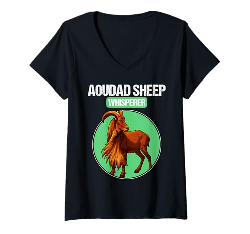 Damen Aoudad Schaf Mähnenschafe Mähnenschaf T-Shirt mit V-Ausschnitt Damen Aoudad Schaf Mähnenschafe Mähnenschaf T-Shirt mit V-Ausschnitt von Mähnenschafe Mähnenschaf Tier Shop