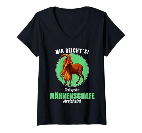 Damen Aoudad Schaf Mähnenschafe Mähnenschaf T-Shirt mit V-Ausschnitt Damen Aoudad Schaf Mähnenschafe Mähnenschaf T-Shirt mit V-Ausschnitt von Mähnenschafe Mähnenschaf Tier Shop