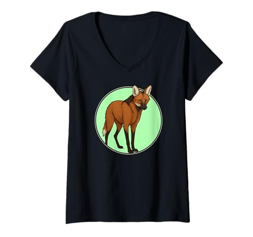 Damen Mähnenwölfe Mähnenwolf T-Shirt mit V-Ausschnitt von Mähnenwölfe Mähnenwolf Tier Shop