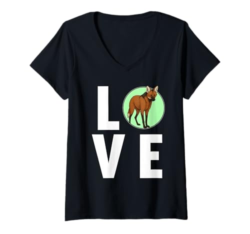 Damen Mähnenwölfe Mähnenwolf T-Shirt mit V-Ausschnitt von Mähnenwölfe Mähnenwolf Tier Shop