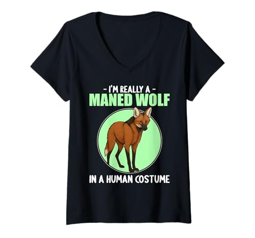 Damen Mähnenwölfe Mähnenwolf T-Shirt mit V-Ausschnitt von Mähnenwölfe Mähnenwolf Tier Shop