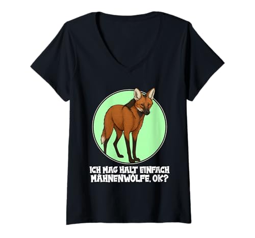 Damen Mähnenwölfe Mähnenwolf T-Shirt mit V-Ausschnitt von Mähnenwölfe Mähnenwolf Tier Shop