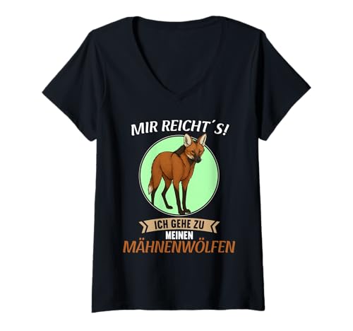 Damen Mähnenwölfe Mähnenwolf T-Shirt mit V-Ausschnitt von Mähnenwölfe Mähnenwolf Tier Shop