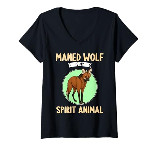 Damen Mähnenwölfe Mähnenwolf T-Shirt mit V-Ausschnitt von Mähnenwölfe Mähnenwolf Tier Shop