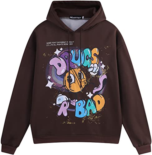 Maener Neuheit Hoodie Drugs R Bad Cartoon Grafik Kapuzenpullover für Männer Frauen Unisex, Kaffeebraun, Small von Maener