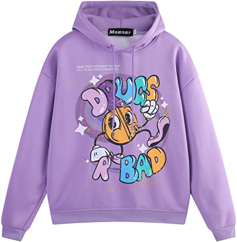 Maener Neuheit Hoodie Drugs R Bad Cartoon Grafik Kapuzenpullover für Männer Frauen Unisex, Violett, XX-Large von Maener