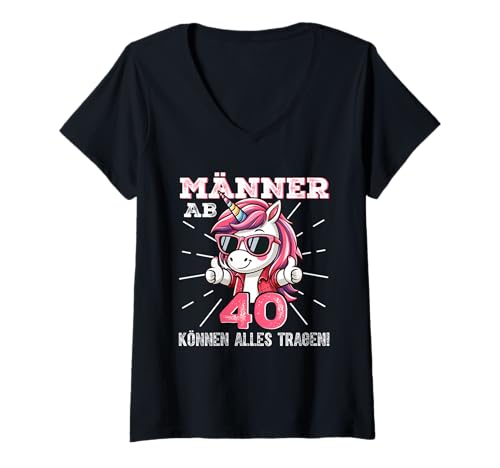 Damen Männer Ab 40 Können Alles Tragen Einhorn T-Shirt mit V-Ausschnitt Damen Männer Ab 40 Können Alles Tragen Einhorn T-Shirt mit V-Ausschnitt von Männer Ab 40 Können Alles Tragen Outfit