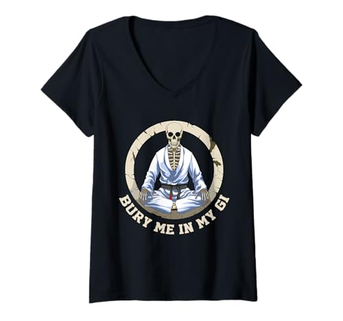 Damen Jiu Jitsu Skelett T-Shirt mit V-Ausschnitt von Männer BJJ Jiu Jitsu Tshirts