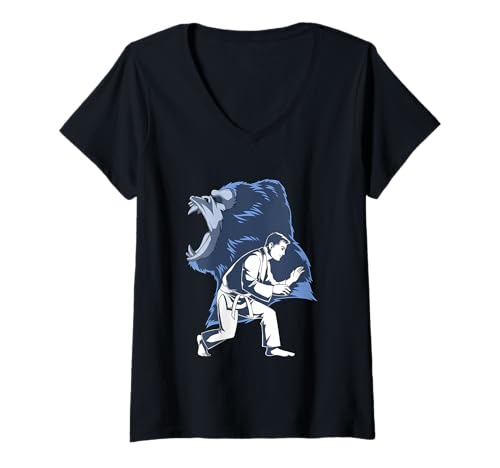 Damen Jiu Jitsu Gorilla T-Shirt mit V-Ausschnitt von Männer Jiu Jitsu Kleidung