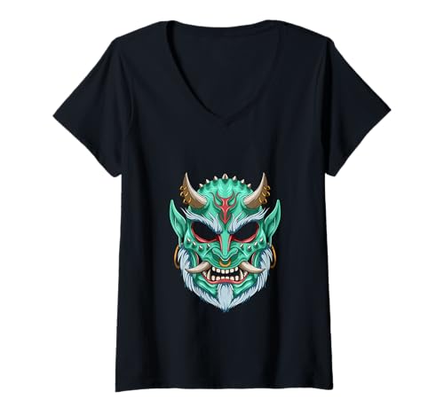 Damen Oni-Dämon Japan T-Shirt mit V-Ausschnitt Damen Oni-Dämon Japan T-Shirt mit V-Ausschnitt von Männer Oni Dämon T-Shirt Geschenk
