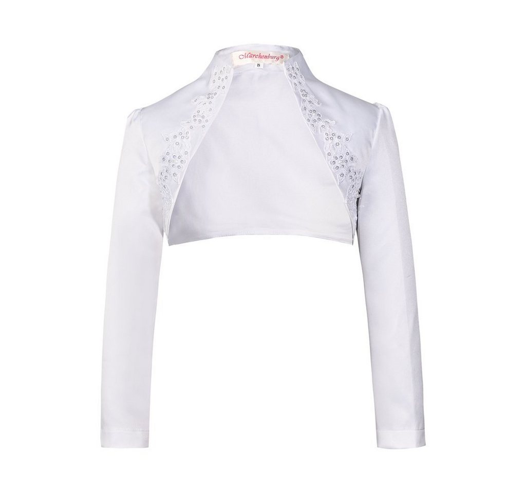 Märchenburg Bolerojacke Kinder Bolero, Kommunionjacke, Mädchen Bolerojacke, Satin Jacke, Weiß, M21409 von Märchenburg