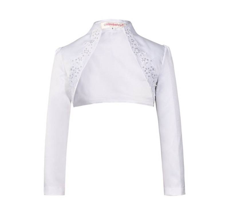 Märchenburg Bolerojacke Kinder Bolero, Kommunionjacke, Mädchen Bolerojacke, Satin Jacke, Weiß, M21409 von Märchenburg
