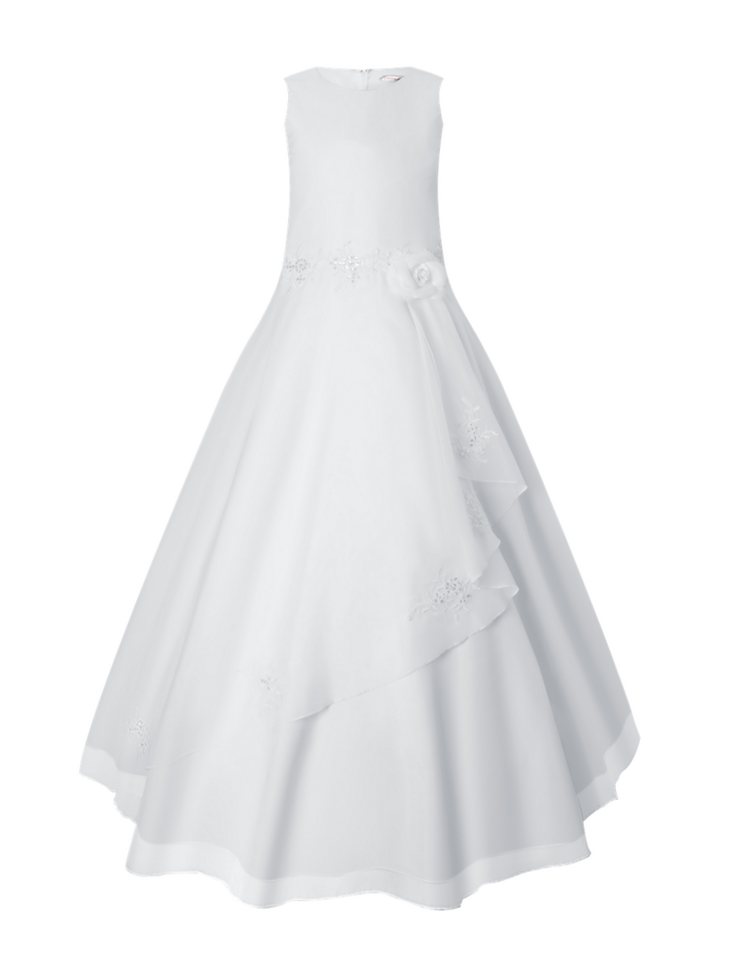 Märchenburg Satinkleid Kirschblüte Kommunionkleid, ÜBERGRÖSSEN f. Starke MÄDCHEN, m. Reifrock KOMMUNIONKLEID von Märchenburg