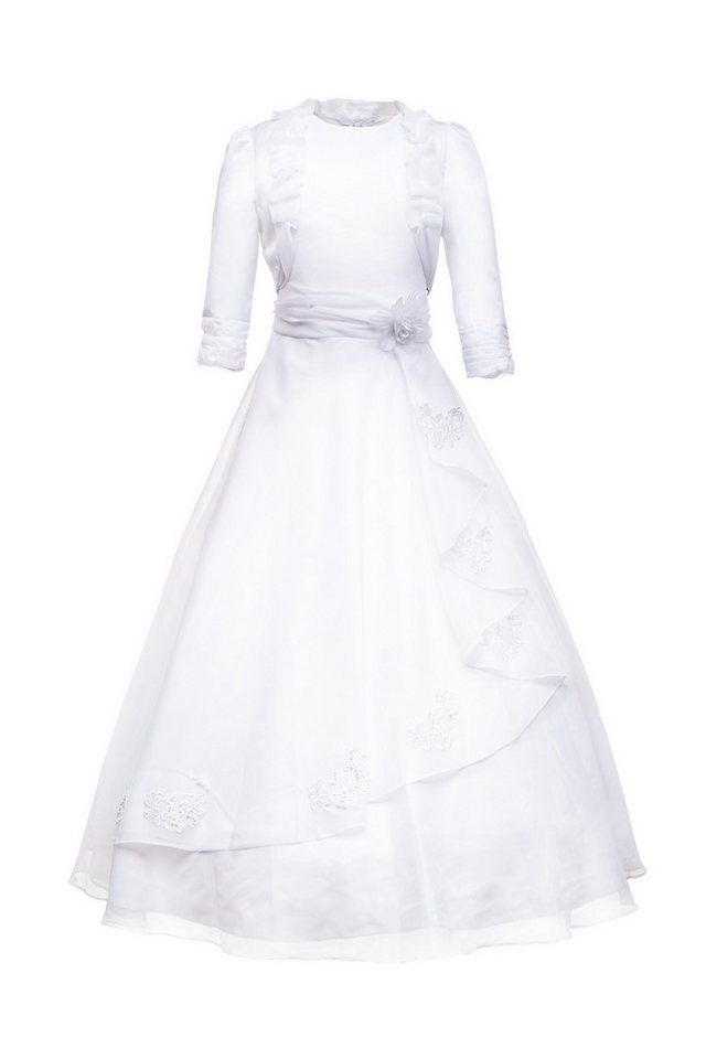 Märchenburg Satinkleid Kirschblüte - Kommunionkleid MIT Jacke, ÜBERGRÖSSEN FÜR Starke MÄDCHEN KOMMUNIONKLEID von Märchenburg