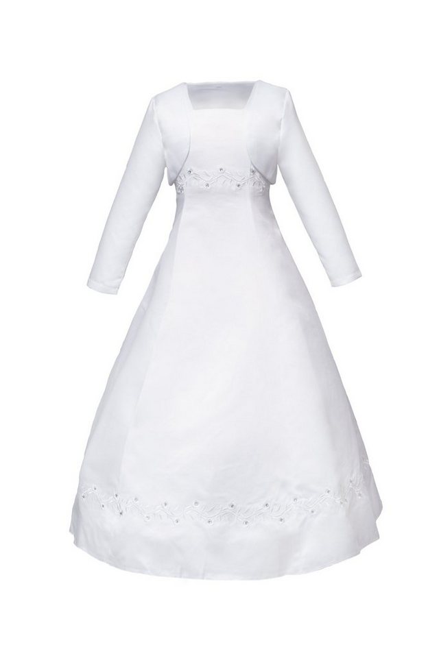 Märchenburg Satinkleid Tulpe-Kommunionkleid, Prinzessinnenkleid m. Bolero Jacke und Reifrock KOMMUNIONKLEID von Märchenburg