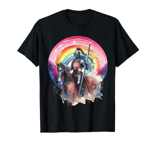 Märchen Ritter Kind Ritterrüstung Regenbogen Mittelalter T-Shirt Märchen Ritter Kind Ritterrüstung Regenbogen Mittelalter T-Shirt von Märchenfigur Märchen Kinder