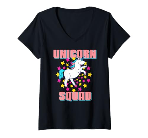 Damen Magisches Einhorn Team Regenbogen Freunde Fantasie T-Shirt mit V-Ausschnitt Damen Magisches Einhorn Team Regenbogen Freunde Fantasie T-Shirt mit V-Ausschnitt von Märchenhafte Sternenparade Spaßtruppe