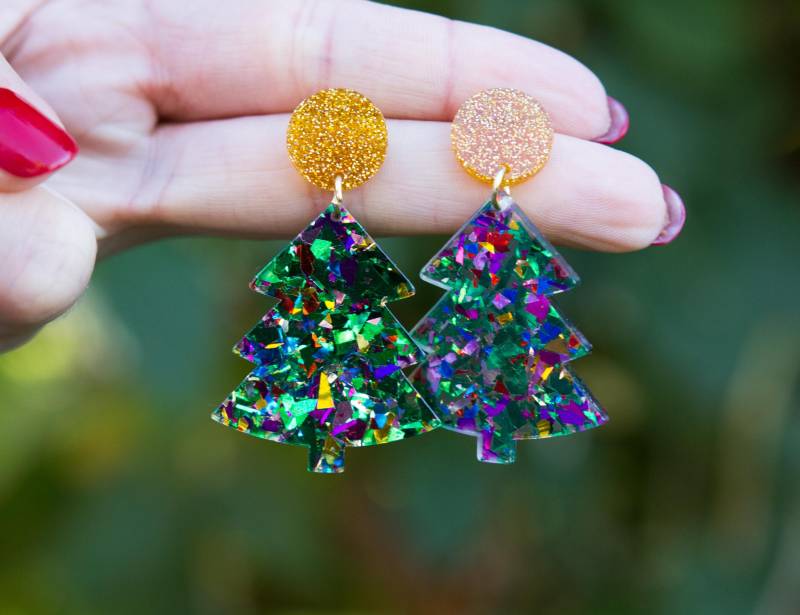Weihnachtsbaum Ohrringe Weihnachtsohrringe Acryl von MaerchenhafteWaren