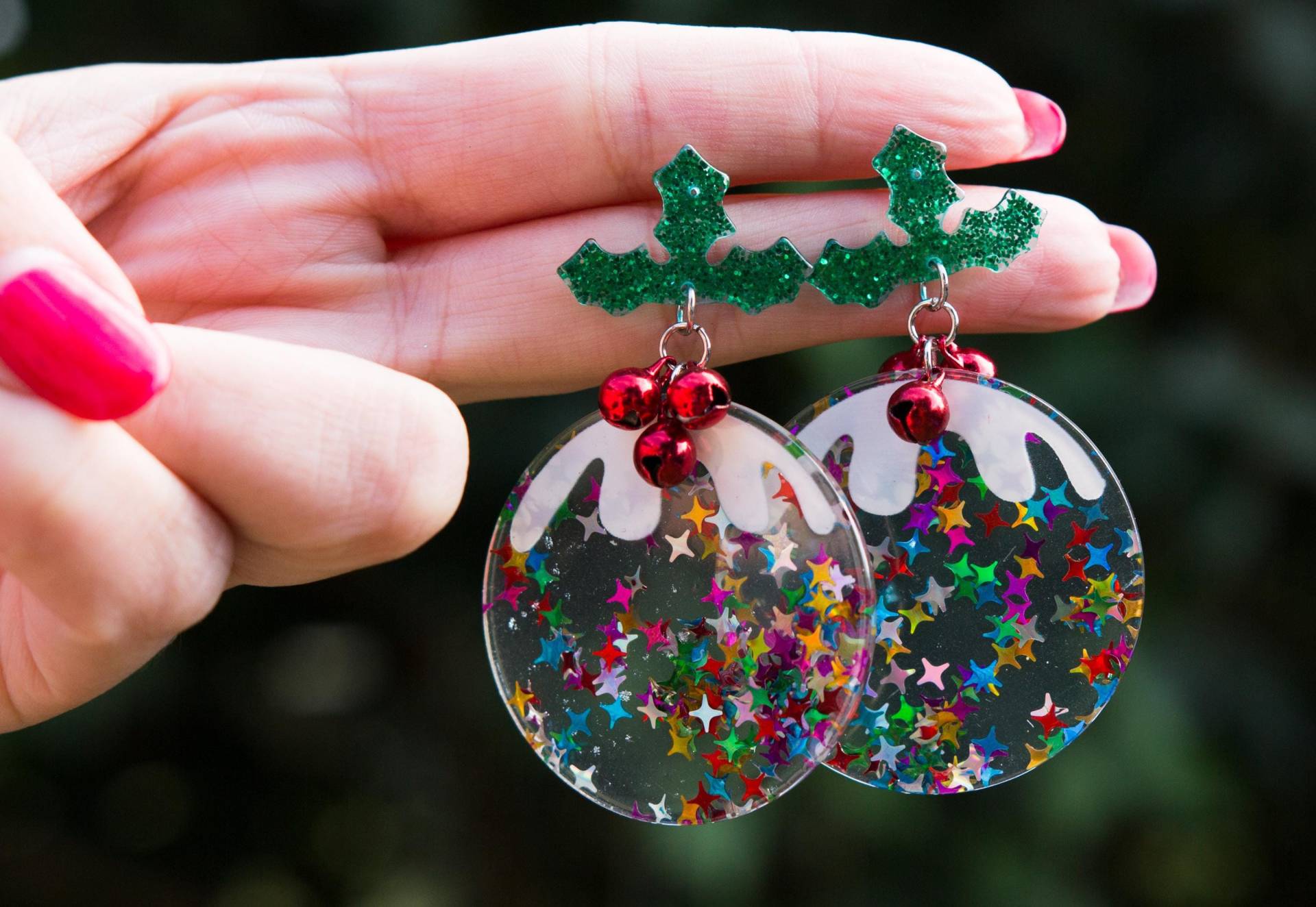 Weihnachtskugel Ohrringe Weihnachtsohrringe Acryl von MaerchenhafteWaren