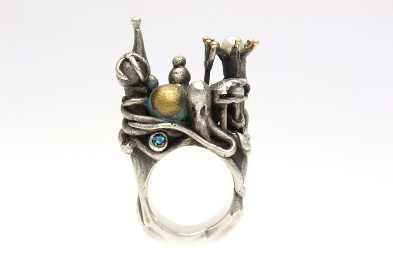 Das Meerkönigs Schloss, Märchenhafter Unikat Ring Silber 925, Handgearbeitet Von Iris Schamberger Maerchenschmuck, Fairytale Jewellery von Maerchenschmuck