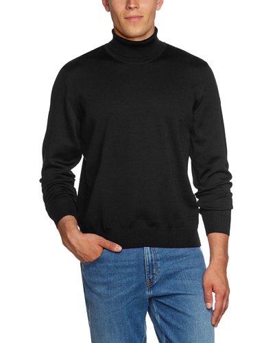 Maerz Herren März Strick Rollkragen Schwarz 100% Merino Superwash Pullover, Schwarz (595), 58 EU von Maerz