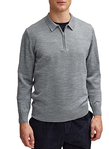 Maerz Herren Polokragen Zip Superwash Pullover, Mercury Grey, 52 EU von Maerz