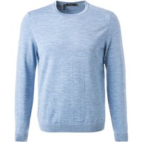 Maerz Herren Pullover blau Merinowolle unifarben von Maerz