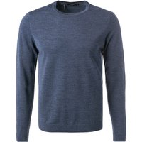 Maerz Herren Pullover blau Merinowolle unifarben von Maerz