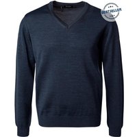 Maerz Herren Pullover blau Merinowolle unifarben von Maerz