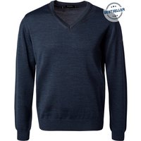 MAERZ Muenchen Herren Pullover blau Merinowolle unifarben von maerz muenchen