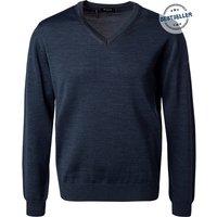 Maerz Herren Pullover blau Merinowolle unifarben von Maerz