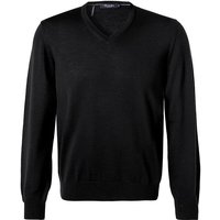 Maerz Herren Pullover schwarz Merinowolle unifarben von Maerz