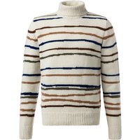 Maerz Herren Rollkragenpullover beige Merinowolle gestreift von Maerz