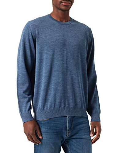 Maerz Herren Rundhals Merinowolle waschbar Pullover, Denim, Comfort Fit von Maerz