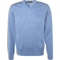 Maerz Herren Pullover blau Merinowolle unifarben von Maerz