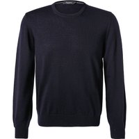 Maerz Herren Pullover blau Merinowolle unifarben von Maerz