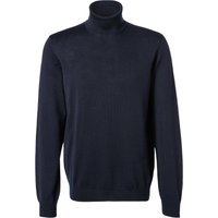 Maerz Herren Rollkragenpullover blau Merinowolle unifarben von Maerz