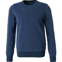 Maerz Herren Pullover blau Baumwolle unifarben von Maerz