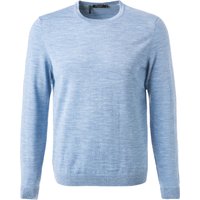 Maerz Herren Pullover blau Merinowolle unifarben von Maerz