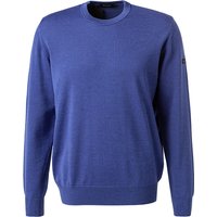 Maerz Herren Pullover blau Merinowolle unifarben von Maerz