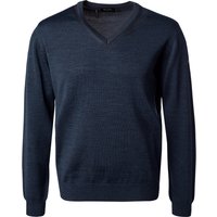 Maerz Herren Pullover blau Merinowolle unifarben von Maerz