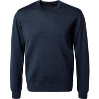 Maerz Herren Pullover blau Merinowolle unifarben von Maerz