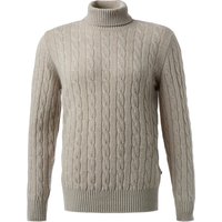 Maerz Herren Rollkragenpullover beige Merinowolle unifarben von Maerz