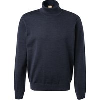 Maerz Herren Rollkragenpullover blau Merinowolle unifarben von Maerz