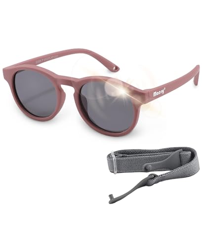 Maesy - Baby Sonnenbrille BOWI - 1-3 Jahre - flexibel biegbar - verstellbarer Gummizug - polarisierte UV400 Schutz- Dumes und Kleinkind - Jungen und Mädchen - Kinder Sonnenbrille rund, voilett von Maesy